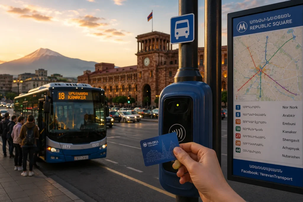 Using a transport card on public transport in Yerevan